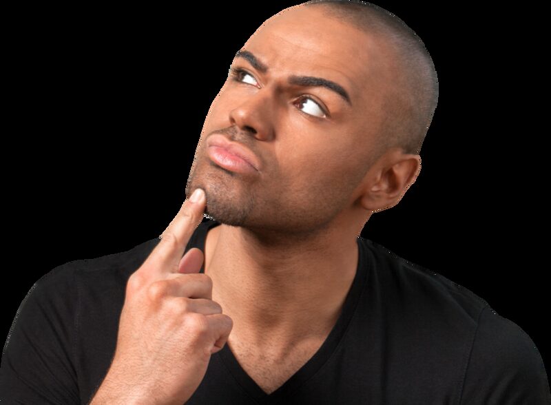 A man thinking with his hand on his chin